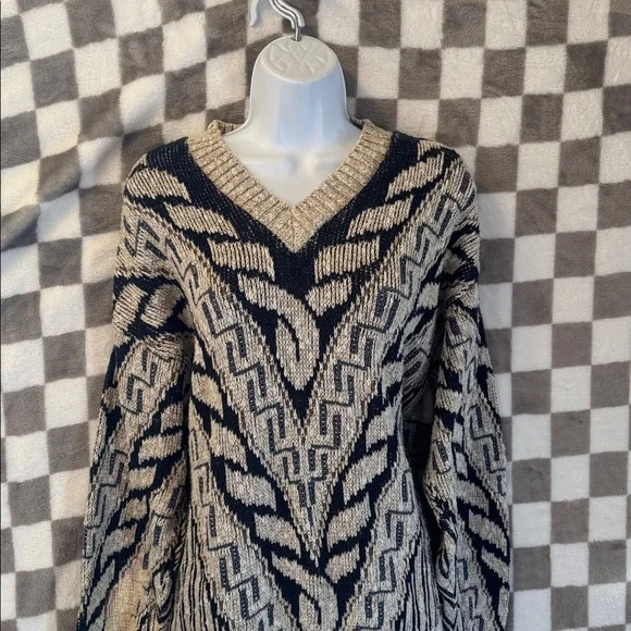 Crossings Men’s Y2K V Neck Chunky Knit Abstract Sweater Size M/Medium - Picture 3 of 11